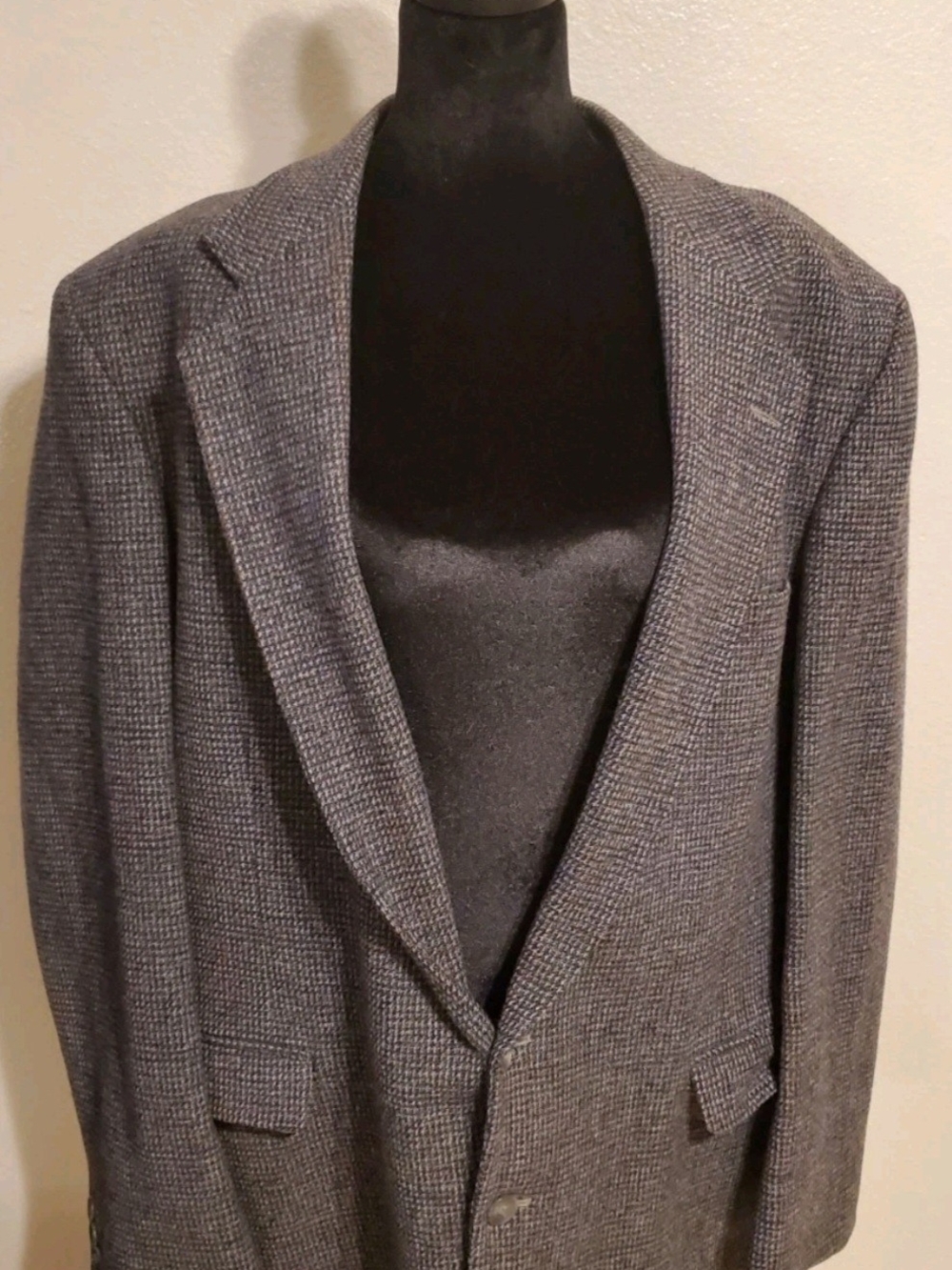Imperial by Haggar Wool Blend Blazer Mens Gray Tweed Sport Coat Classic
